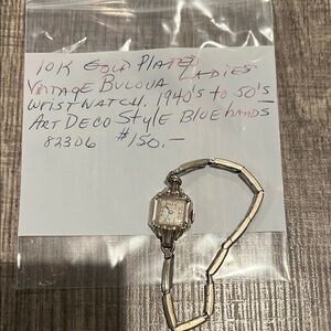 Bulova Vintage Gold-Plated Watch with Blue Accents